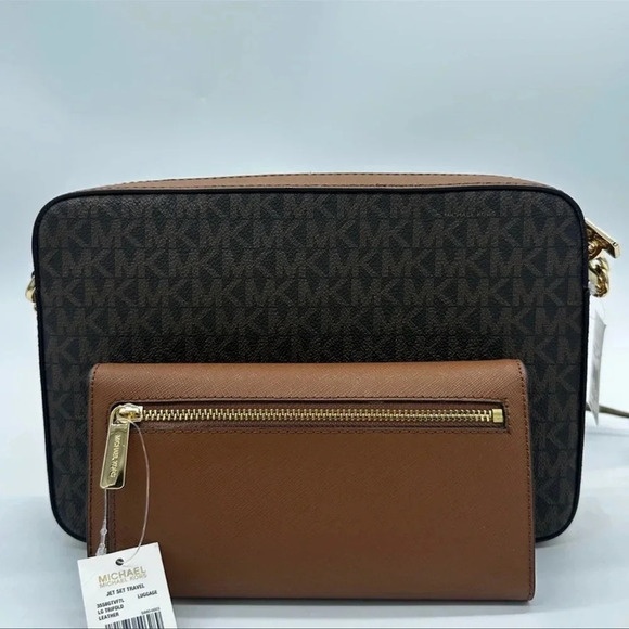 Michael Kors Large EW Crossbody Bag & Large Trifold Wallet Brown | BUNDLE SET - Picture 6 of 13
